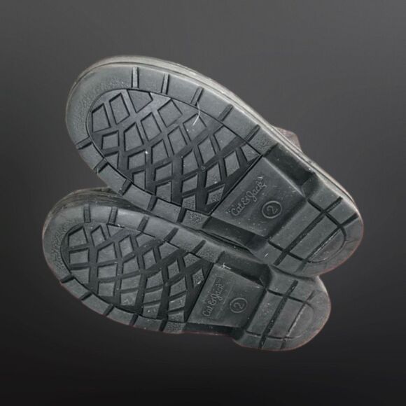 Cat & Jack Girls Constance Faux Fur Lace Up Winter Boots Black Glitter Size 2 - Picture 6 of 7